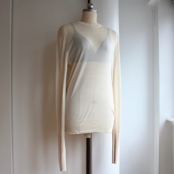 Céline Mulberry Silk Sheer Knit Long Sleeve Top - Picture 2 of 6